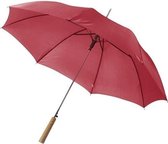 Automatische paraplu 102 cm doorsnede in het bordeaux rood - grote paraplu met houten handvat