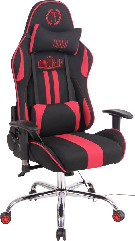 Game stoel - Bureaustoel - Sportief - Massage - Voetensteun - Stof - Rood/zwart - 45x54x138 cm