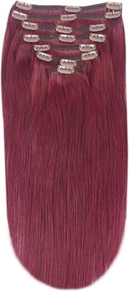 Remy Human Hair extensions straight 20 - red 99J#