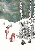 A3 Poster Deers in Winter Night