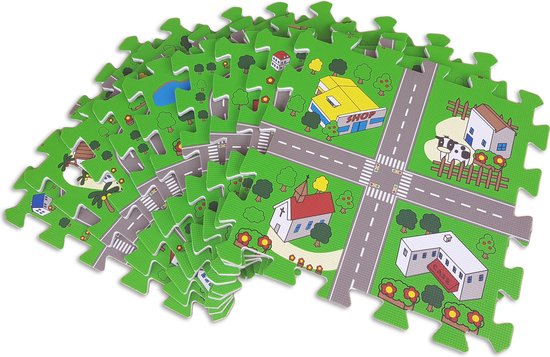 Verkeer / Stad Foam Puzzel Speelmat - 9 Speelmatten - Puzzelmat 90x90x1cm van VER — afbeelding 4