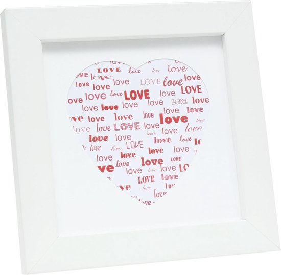 Deknudt Frames fotolijst S45SK1 LOVE - wit met hartjesvorm - 10x10 cm