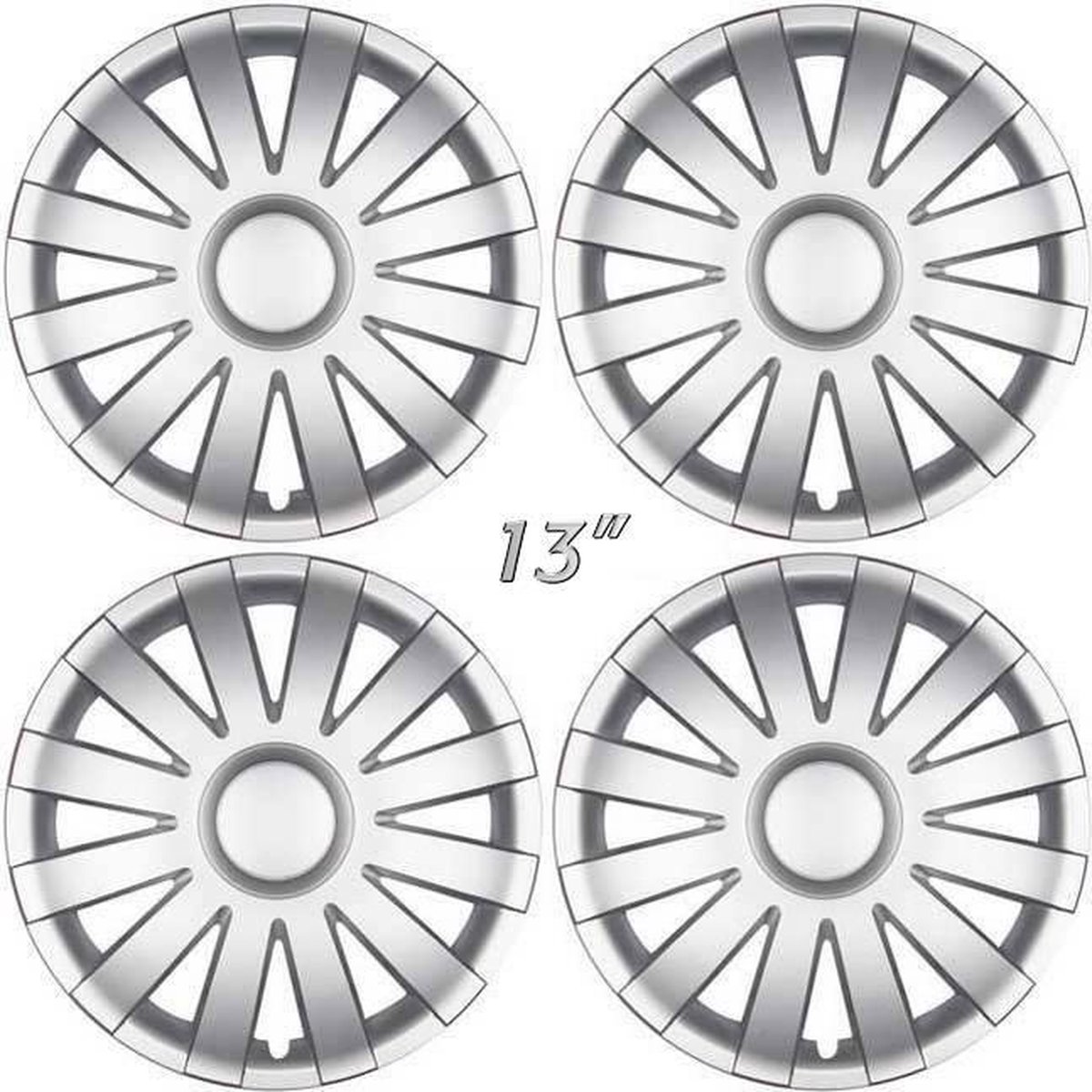 GoodGo Wieldoppen AGAT-S 13 inch zilver. Set a 4 stuks in doos (a.u.b. tekst lezen!)