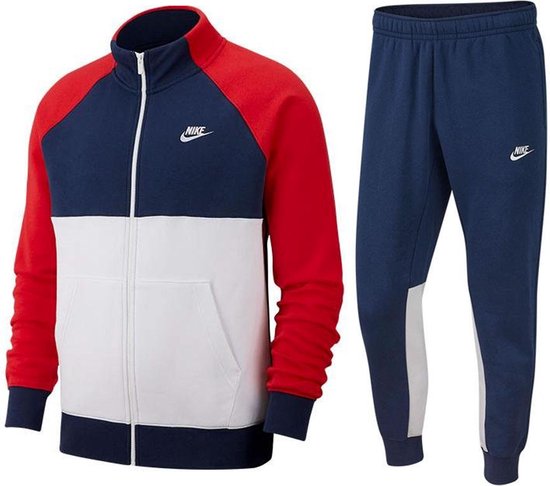 Nike Sportswear CE Fleece Trainingspak - Maat L - Mannen - Navy/rood/wit |  bol.com