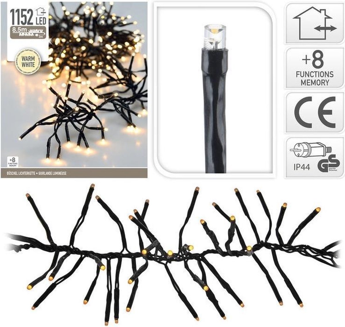 DecorativeLighting Clusterverlichting 1152 LED - 8.5m - warm wit
