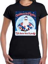 Fout Friesland Kerst t-shirt / shirt - Christmas in Fryslan we know how to party - zwart voor dames - kerstkleding / kerst outfit L