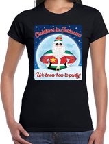 Fout Kerst t-shirt / shirt - Christmas in Suriname we know how to party - zwart voor dames - kerstkleding / kerst outfit XL