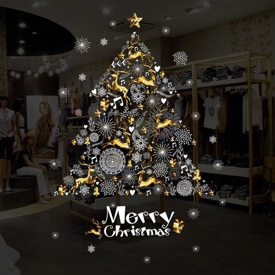 DANGZW Raamafbeeldingen voor Kerstmis, kerstdecoratie, raam, winterdecoratie met kerstman, boom, sneeuwpop en sneeuwvlok, voor huis, kantoor, winkelhuis, feestdagen, kerstdecoratie, raamdecoratie
