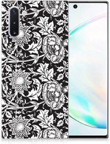 Back Case Geschikt voor Samsung Note 10 TPU Siliconen Hoesje Black Flowers
