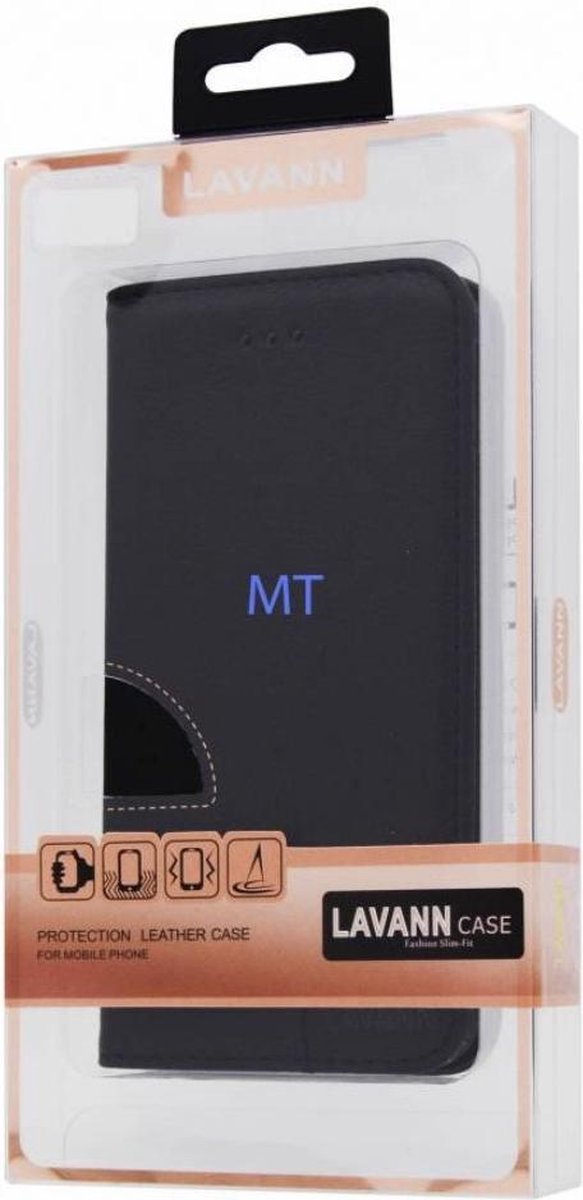 leather case iphone 11 pro max merk lavann ZWART