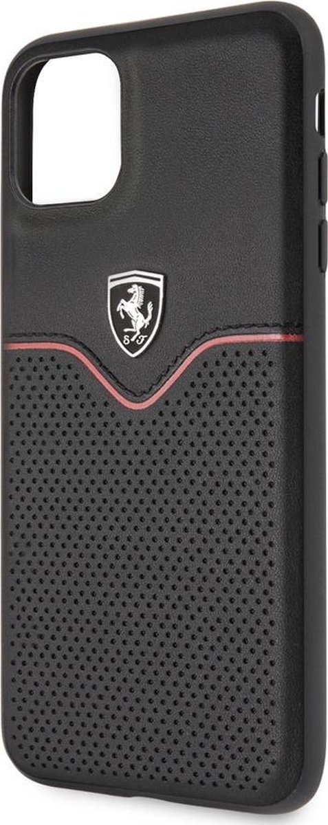 iPhone 11 Pro Max Backcase hoesje - Ferrari - Effen Zwart - Leer van Ferrari — afbeelding 3