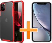 iPhone 11 Pro Hoesje - Multi Protective Armor + Tempered Glass - Rood