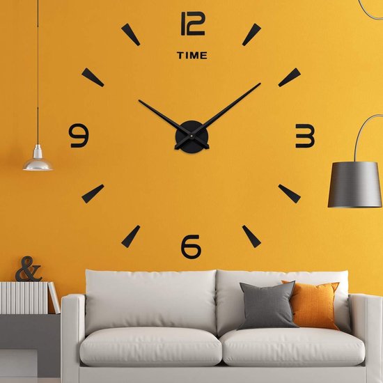 Horloge murale 3D moderne grande - 60 à 100 cm - Noir | bol.com
