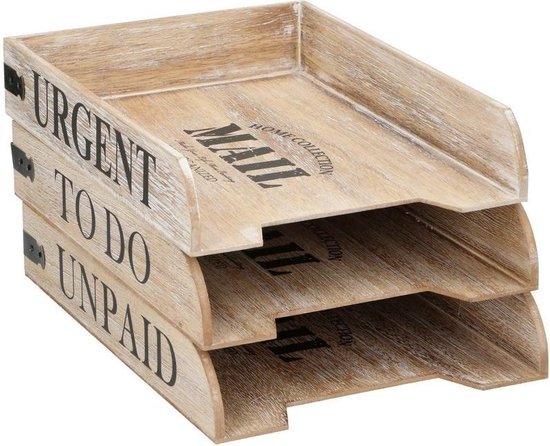 etnisch kralen Opsommen 3x Brievenbakjes van hout met tekst -  Kantoorbenodigdheden/bureauaccessoires houten... | bol.com