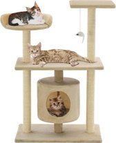 Kattenkrabpaal (incl kattenspeelstok) 95cm beige - Krabpaal katten - Katten Krabpaal