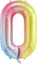 DW4Trading® Cijfer ballon 0 regenboog 40cm