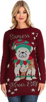 Foute Kersttrui "Express your Elf" voor Vrouwen | Dames - Kerstjurk - Lange Kersttrui - Christmas Sweater Maat XXL