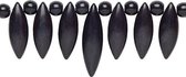 Natuurstenen kralen, Magnesiet 15-delig center-piece in de kleur zwart, bestaande uit 7 marquise kralen en 8 ronde kralen