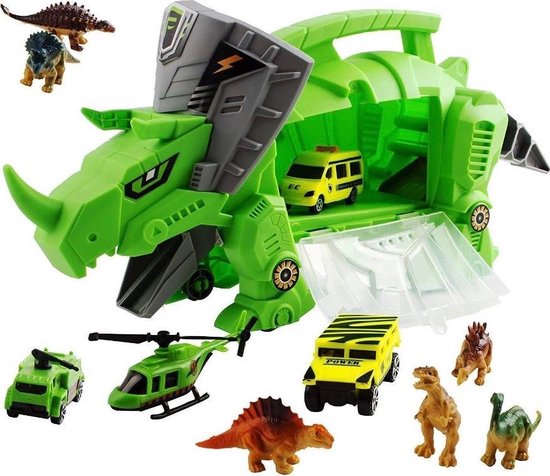 Dinosaurus speelgoed set -Voertuigen-Hummer-Auto's-Trucks-Dino-Met handige  opbergdoos | bol.com