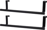 2x Deurhanger kapstokstangen zwart 37 cm - Kledinghangers kapstok - Deurkapstokken