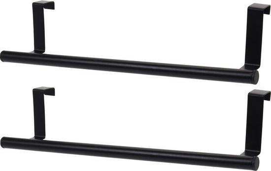 2x Deurhanger kapstokstangen zwart 37 cm - Kledinghangers kapstok - Deurkapstokken