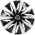 Sparco Lazio wieldop van 14 inch in zwart en zilver met een dynamisch, geslepen ontwerp.
