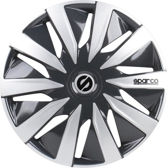 SPARCO Lazio 15 Inch Wheel Trims Hub Caps Set Of 4 - Black/Grey Steel Wheel Covers