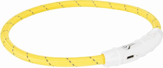 Trixie hondenhalsband USB Flash Lichtgevende Buis, M–L: 45 cm/ø 7 mm, geel