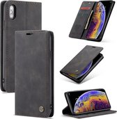 Let op type!! CaseMe-013 Multifunctional Retro Frosted Horizontal Flip Leather Case for iPhone X / XS  with Card Slot & Holder & Wallet(Black)