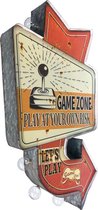 Signs-USA - Light up! Dubbelzijdig Game Zone vintage marquee uithangbord met bulb lampen - 35 x 8 x 66 cm