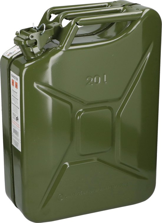 Origineel Onderhoudbaar Ruilhandel Kanister - Jerrycan - staal - legergroen - 20 Liter - 35cm breed x 16cm  lang x 46cm hoog | bol.com