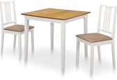 Complete Eettafel set 3 delig Wit (Incl Anti Kras Vilt 16st) - Eet tafel + 2 Eetstoelen - DIneertafel - Eettafelstoelen - Eetkamerstoelen - Eethoek 2 persoons