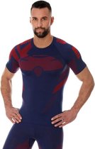 Brubeck | Baselayer Shirt Heren -  Ondershirt DRY - Korte Mouw - Marineblauw/Rood - XL