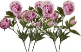 5x Kunstbloem roze pioenrozen kunsttakken 70 cm - Nepplanten/kunstplanten