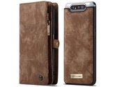 Samsung Galaxy A80 Bookcase hoesje - CaseMe - Effen Bruin - Leer - Portemonnee met 11 Vakjes voor Pasjes en Ritsvak