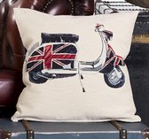By Eef - sierkussenhoes - 50x50 - handgemaakt, Gobelin, Engelse vlag, scooter