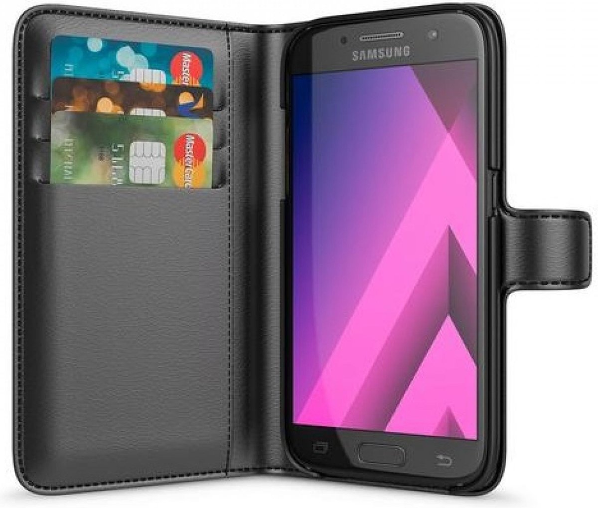 BeHello Samsung Galaxy A3 (2017) Hoesje - Wallet Case Met Ruimte Voor 3 Pasjes Zwart