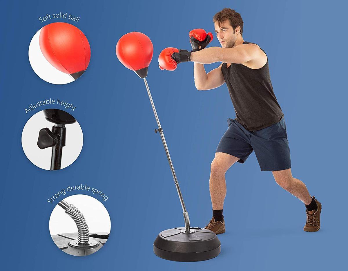 Hudora boksbal standaard met bokshandschoen boxing ball, boksen