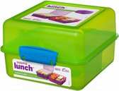 Sistema LunchBox 'Cube' (1,4l) - Geelgroen met gekleurde clips