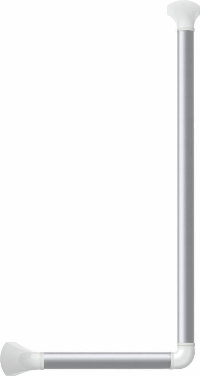 Wandbeugel zilverkleurig met afdekkappen in hoogglans wit - 90 graden gehoekt 60 x 30 cm - SecuCare