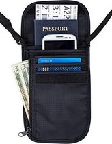 Portefeuille / sac de voyage noir 14 x 17 cm - Porte-documents avec tour de cou - Sac de voyage pour le cou
