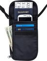 Reisportemonnee/nektasje zwart 14 x 17 cm - Documenten tasje met nekkoord - Nektas voor op reis