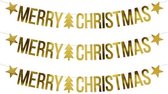 3x Merry Christmas knutsel kerst vlaggenlijnen 150 cm - Kerstversiering vlaggenlijn decoratie