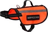 Reflecterende hondenjas - harnas met handvat - Verwijderbare tekst SERVICE DOG - ORANJE - LARGE (L)