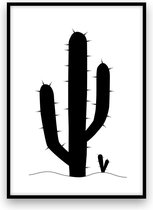 Poster: Cactus - A4 - Zwart-wit