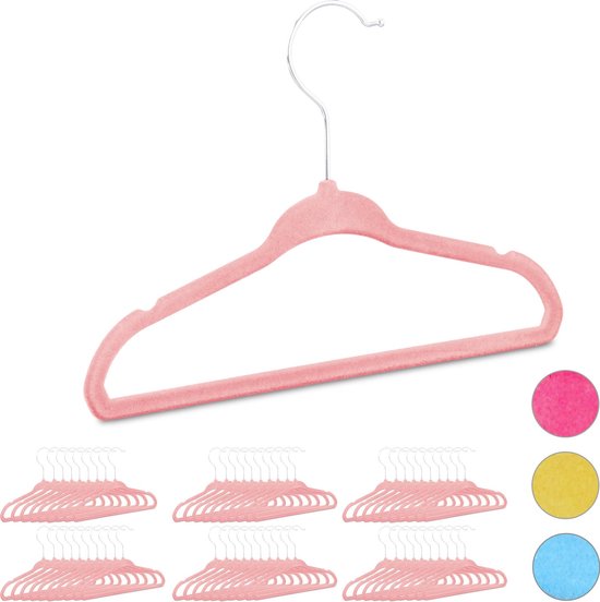 Relaxdays 60 x kledinghangers kind - babykledinghanger - kunststof – kledinghanger  roze | bol.com