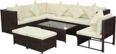 Tuin Loungeset Bruin (Incl LW Fleece deken) - Lounge bank tuin - Tuinbank - Loungebank - Tuinset - Tafelset tuin - Bistroset