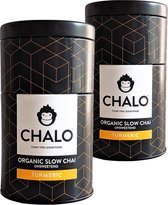 CHALO Biologische ongezoete Kurkuma Chai Latte - Zwarte Assam thee - 2 x 150GR