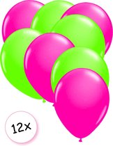 Ballonnen Neon Roze & Neon Groen 12 stuks 25 cm