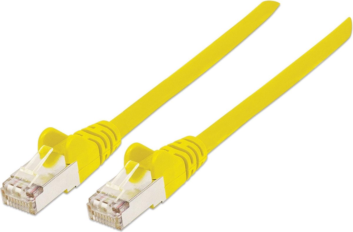 Intellinet 740890 RJ45 Netwerkkabel, patchkabel CAT 6A S/FTP 3.00 m Geel Folie afscherming, Afscherming gevlochten, Afg